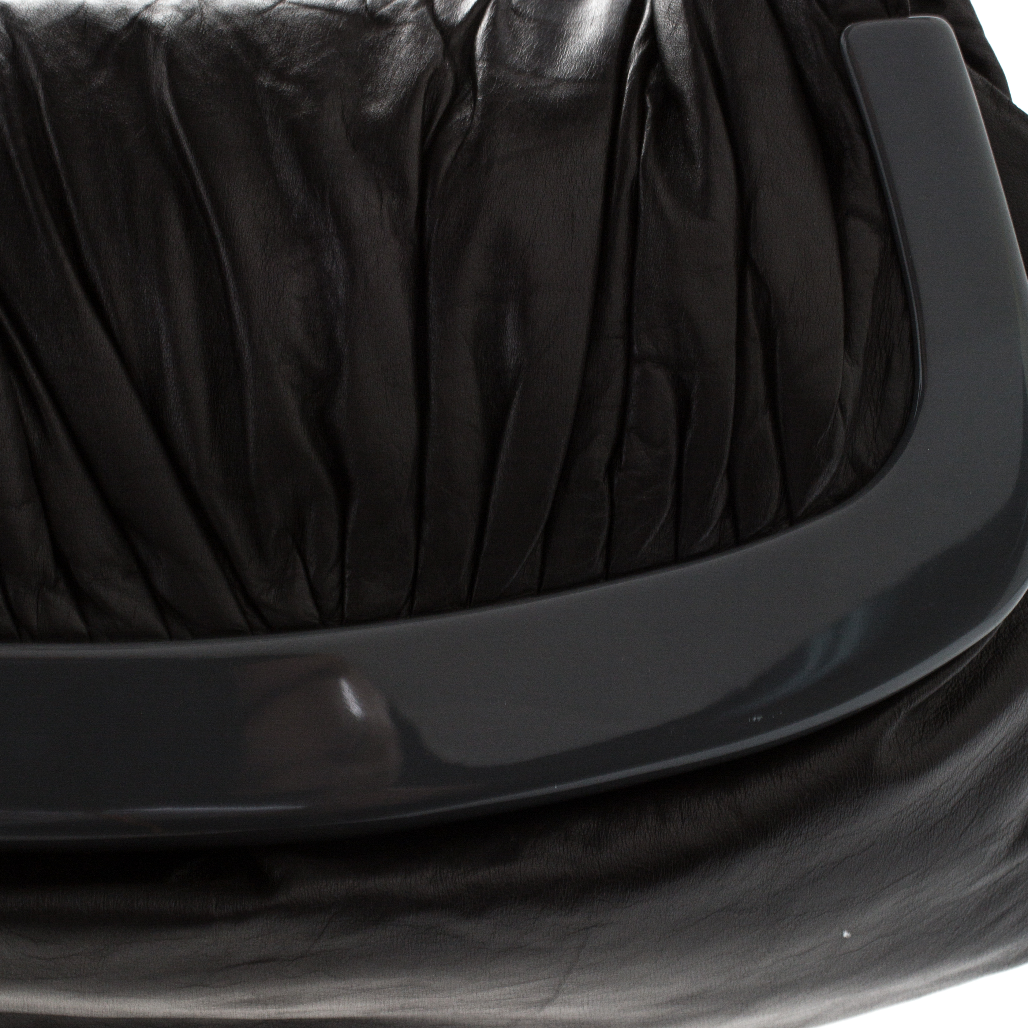 Marni Dark Grey Soft Leather Frame Flap Shoulder Bag