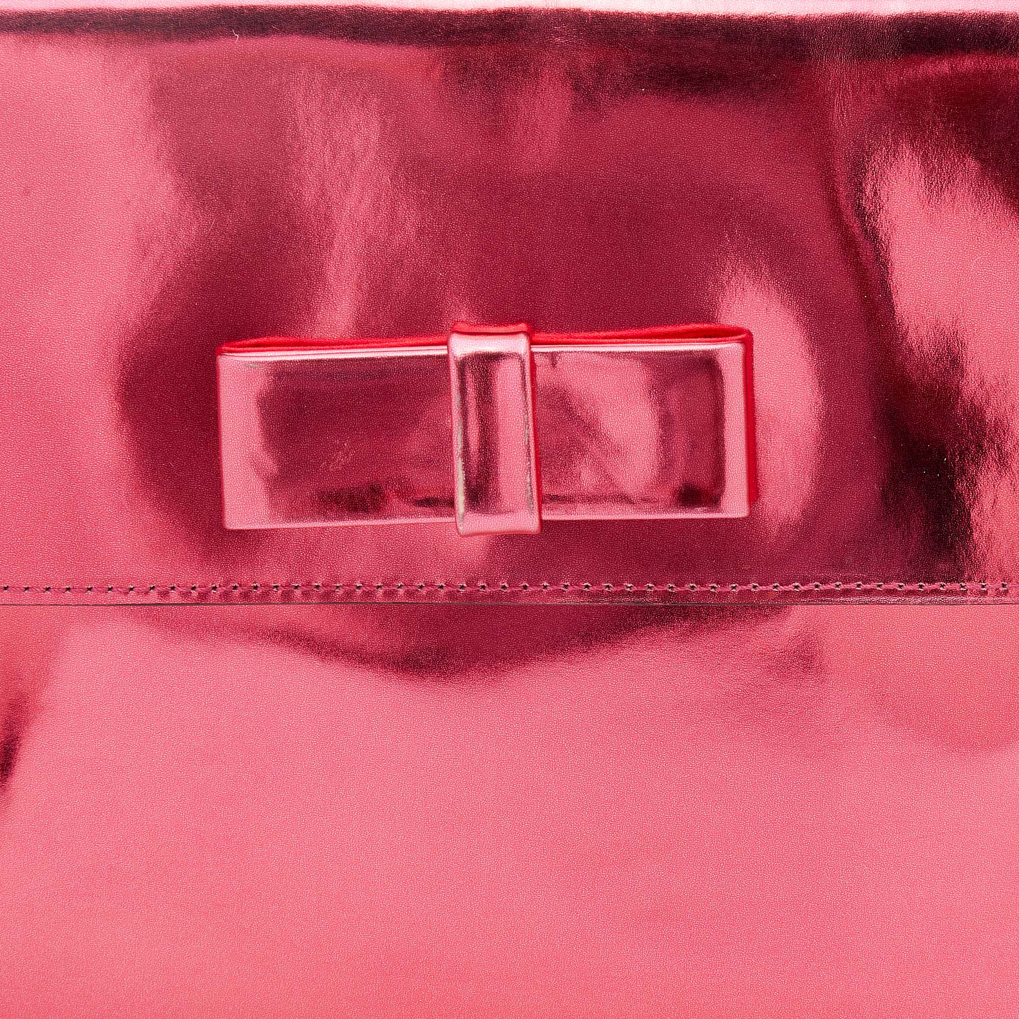 Marni Metallic Pink Patent Leather Bow Clutch