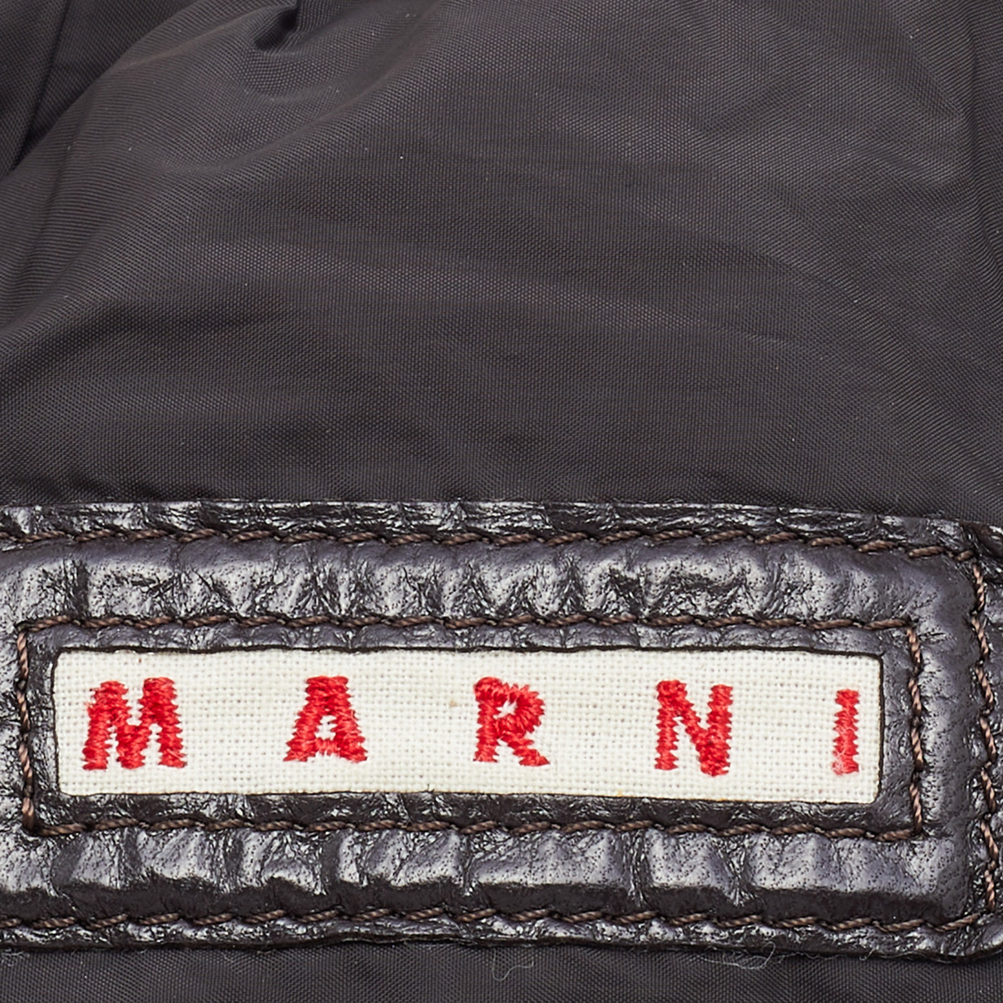 Marni Dark Brown/Black Leather Kiss Lock Satchel