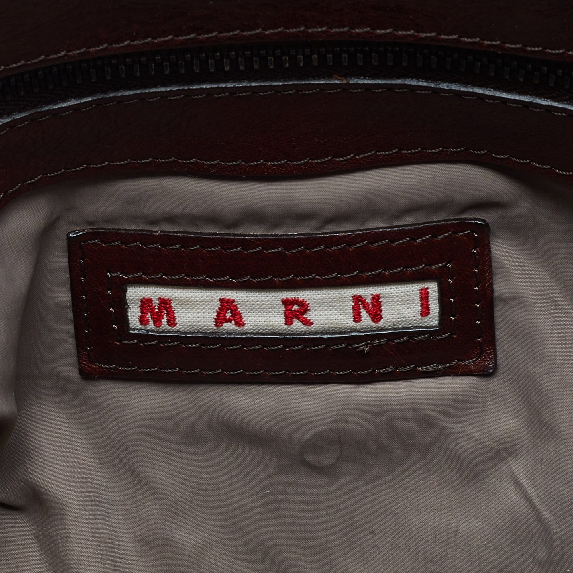 Marni Black/Brown Patent And Leather Tote