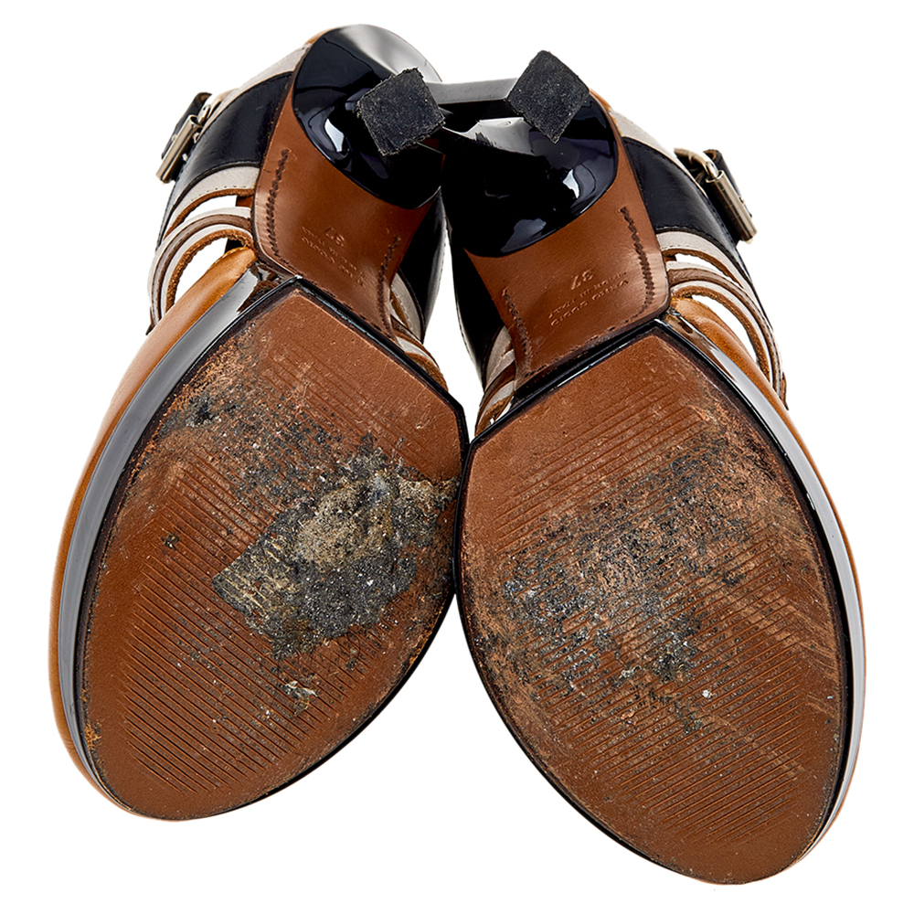 Marni Multicolor Leather Slingback Platform Sandals Size 37