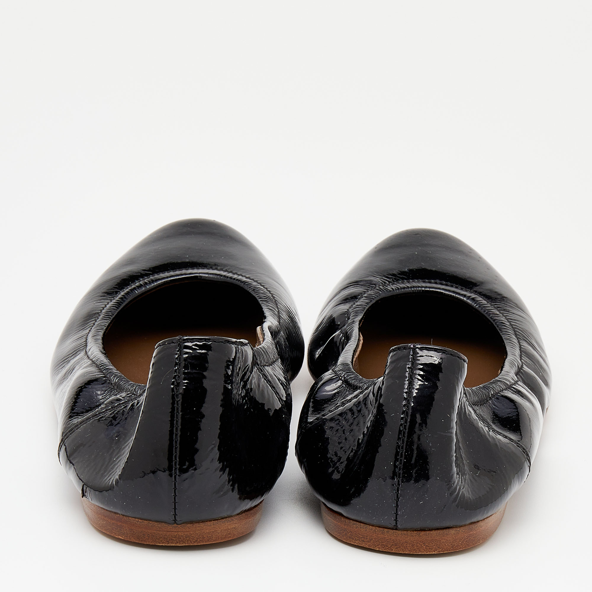 Marni Black Patent Leather Scrunch Ballet Flats Size 36