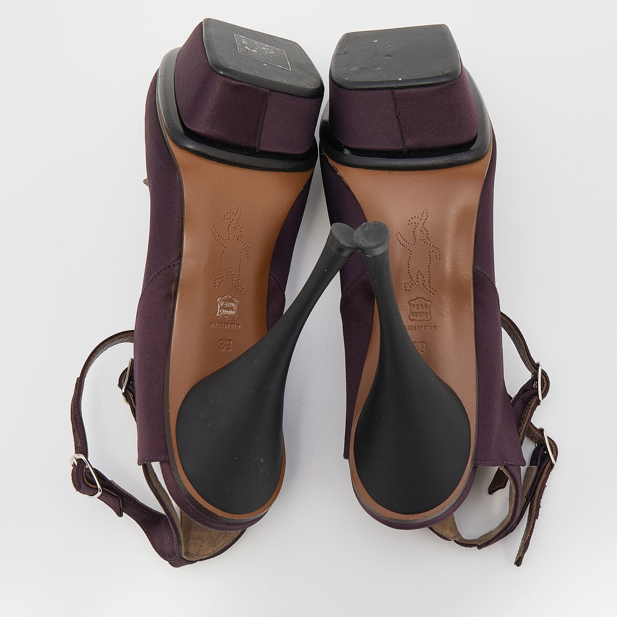 Marni Multicolor Satin Buckle Detail Platform Sandals Size 39