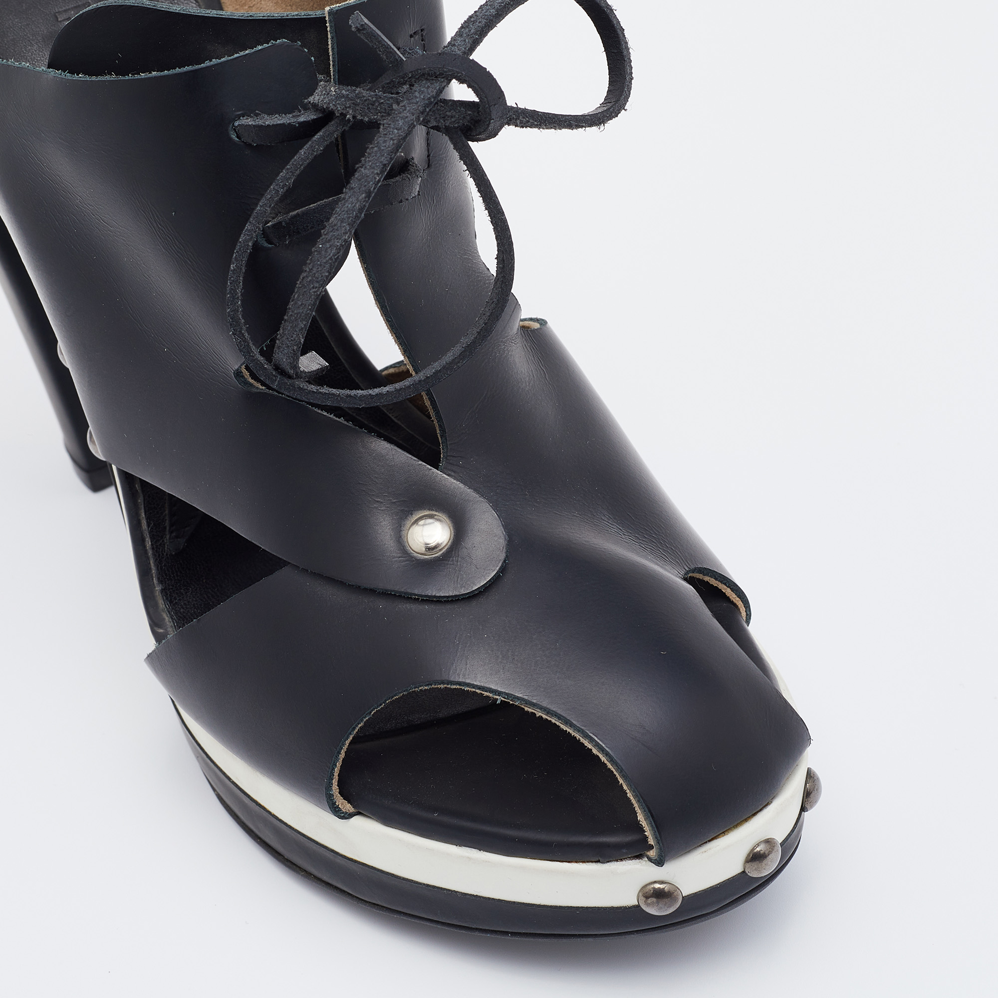 Marni Black Leather Platform Sandals Size 38
