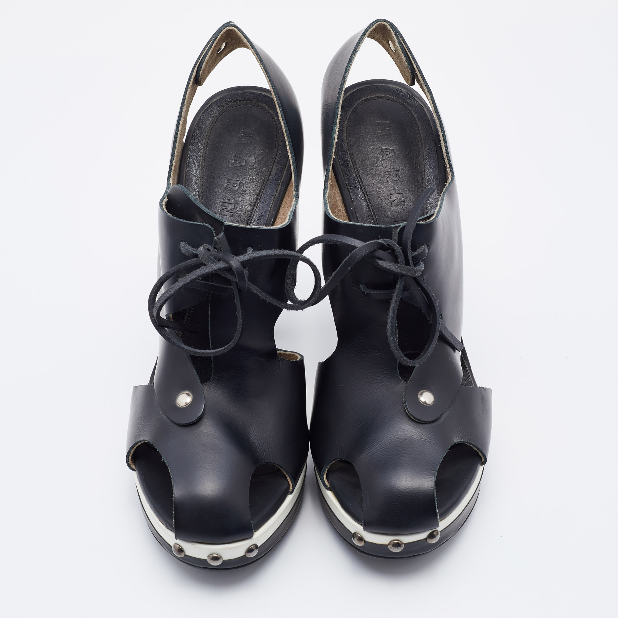 Marni Black Leather Platform Sandals Size 38