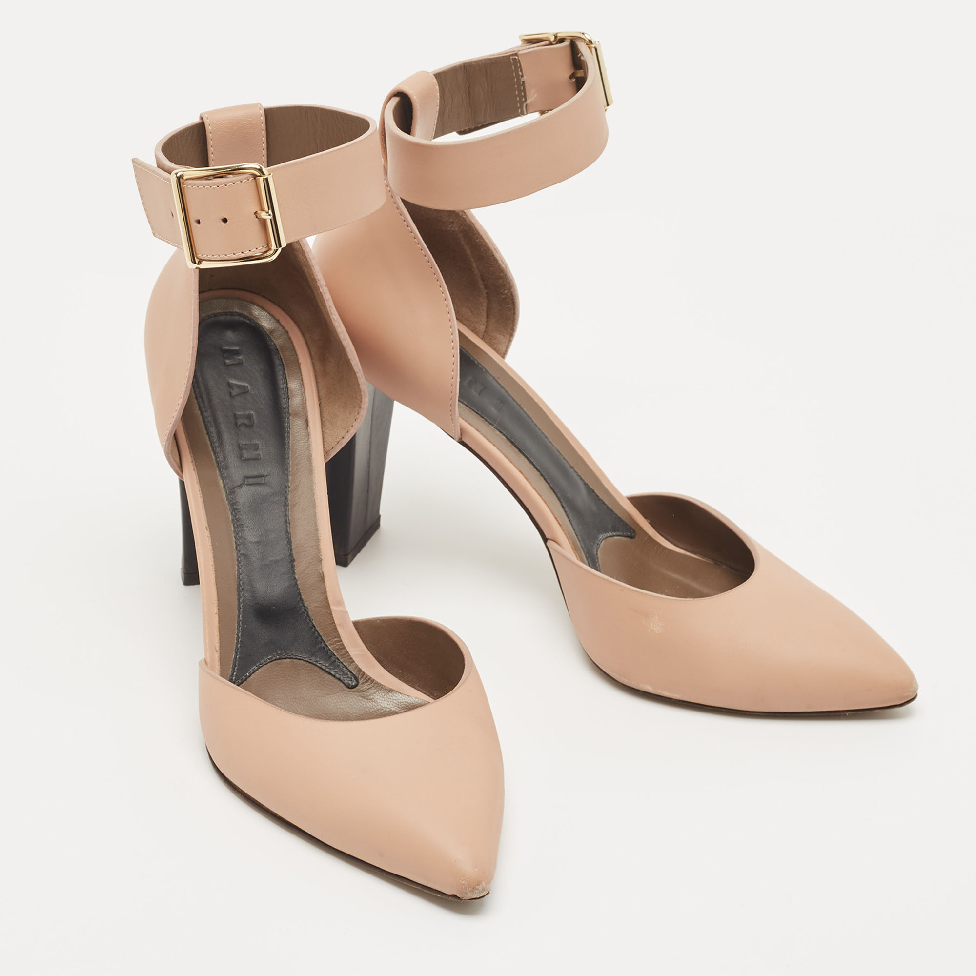 Marni Pink Leather Ankle Strap Pumps Size 38.5