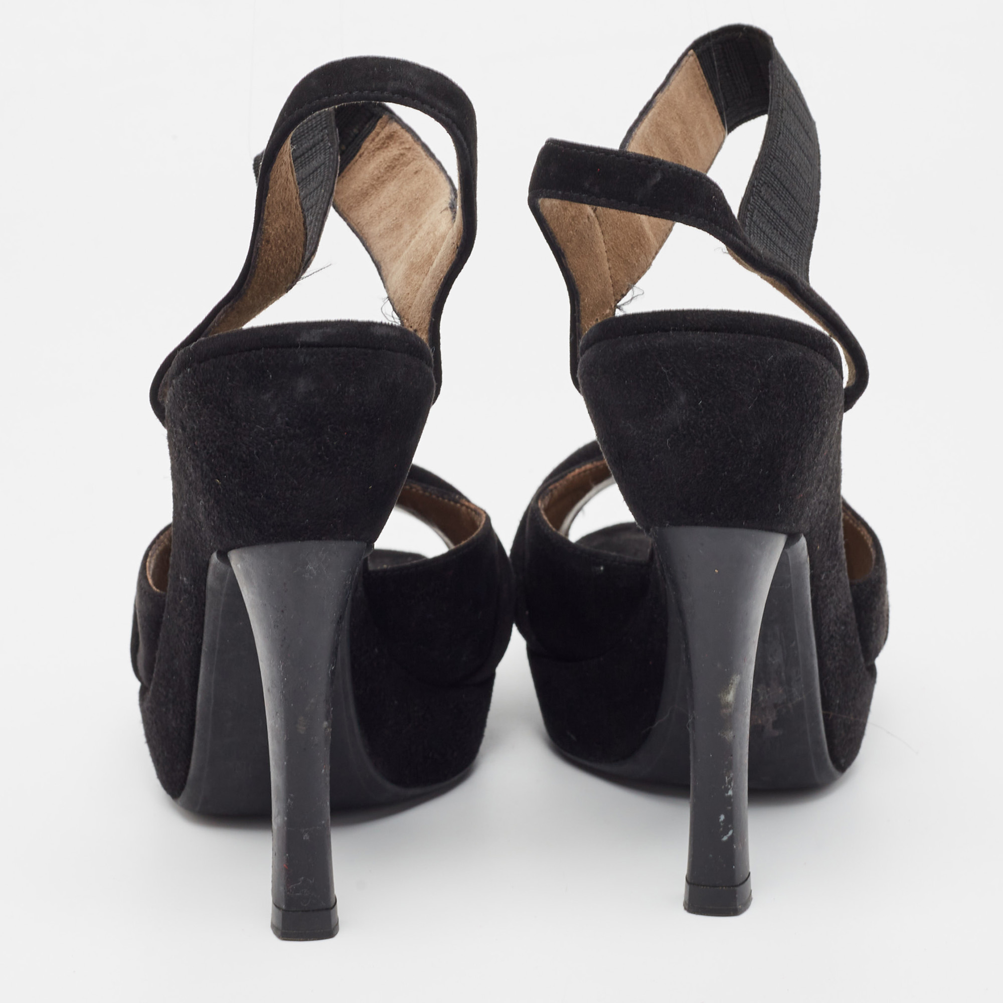 Marni Black Suede Platform Ankle Strap Sandals Size 36