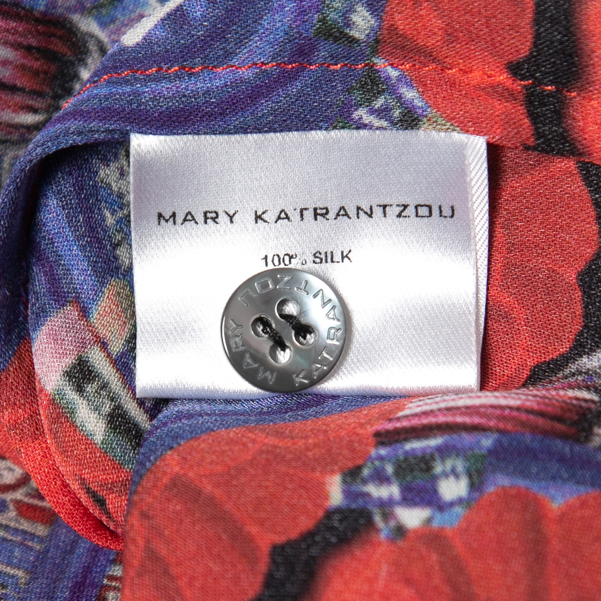 Mary Katrantzou Red Printed Silk Blouse Short Dress XS