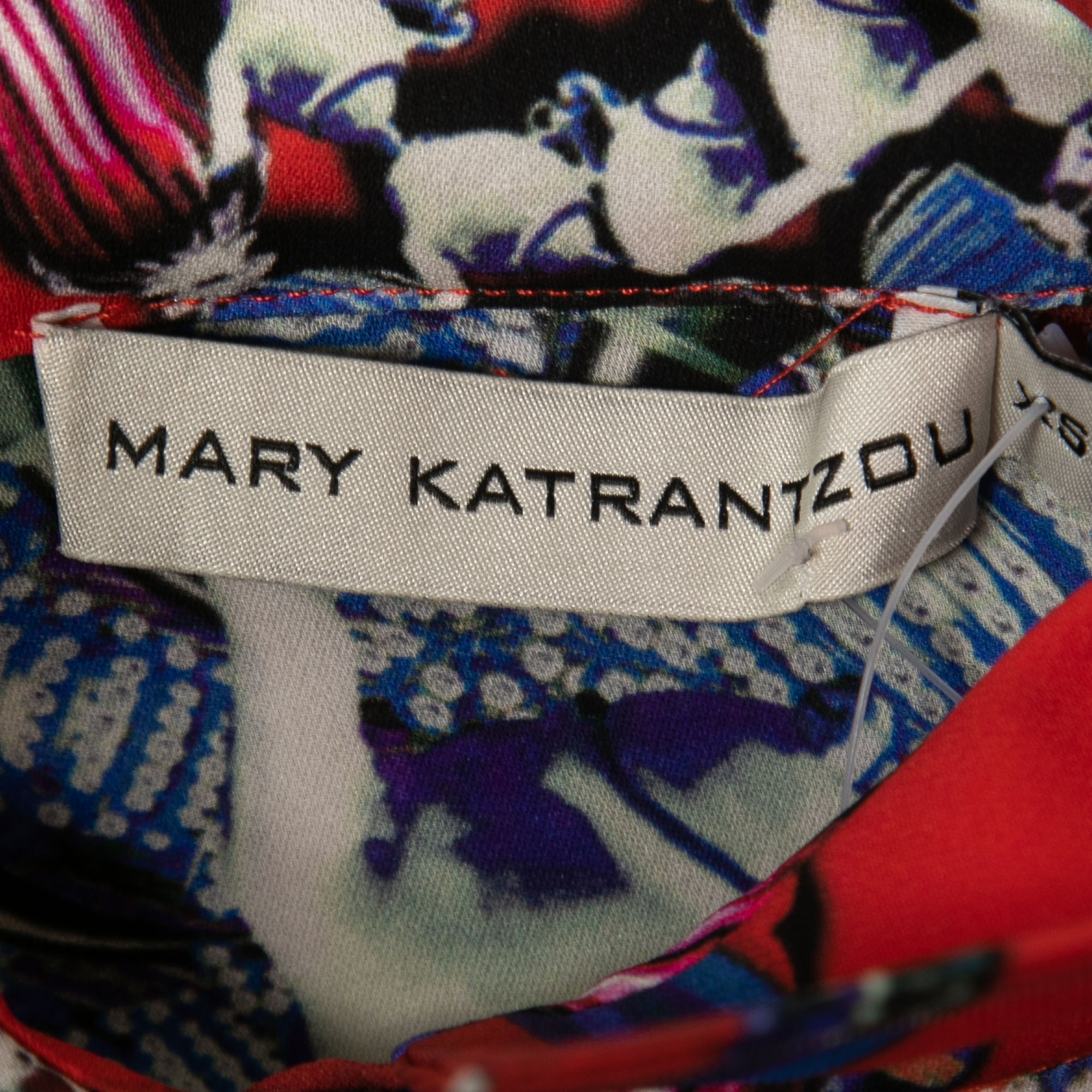 Mary Katrantzou Red Printed Silk Blouse Short Dress XS