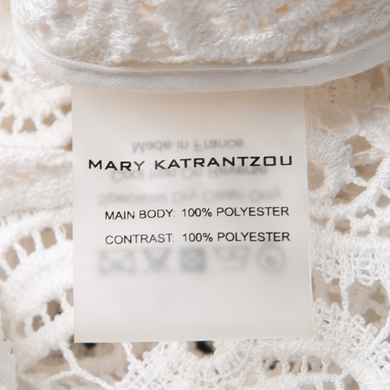 Mary Katrantzou White Paisley Guipure Lace Contrast Applique Birk Top M