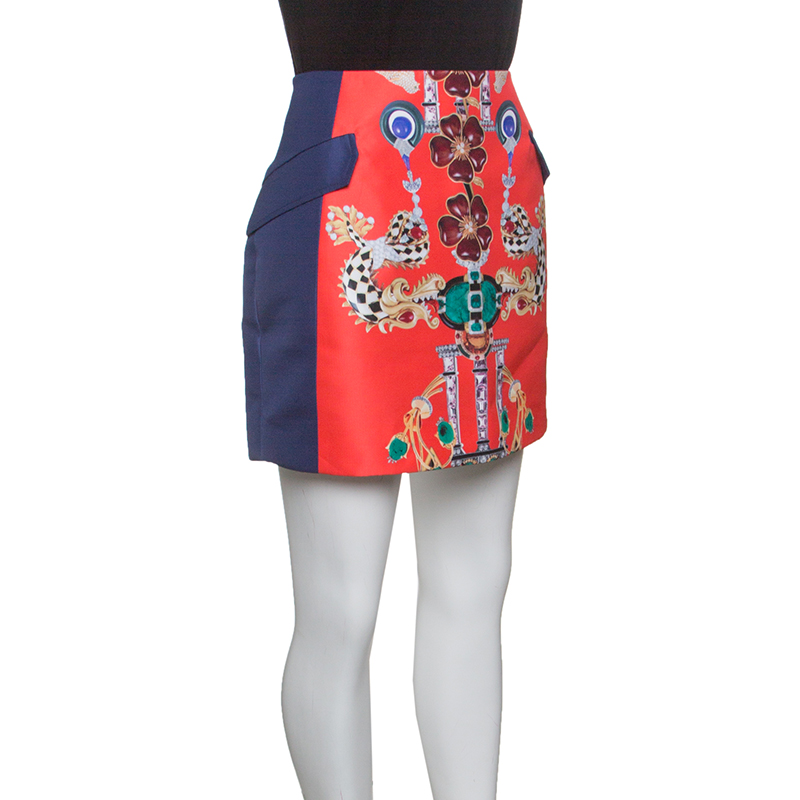 

Mary Katrantzou Multicolor Printed Kalion Double Satin Mini Skirt