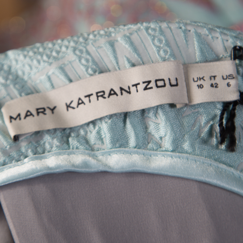 Mary Katrantzou Mint Blue Jacquard And Glitter De Beau Cocktail Dress M