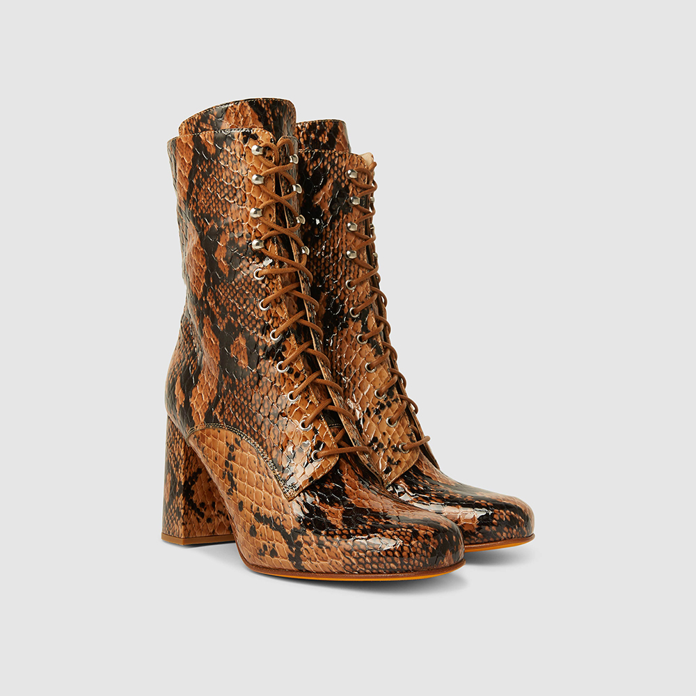 

Maryam Nassir Zadeh Animal Emmanuelle Snake-Effect Leather Boots Size IT, Brown