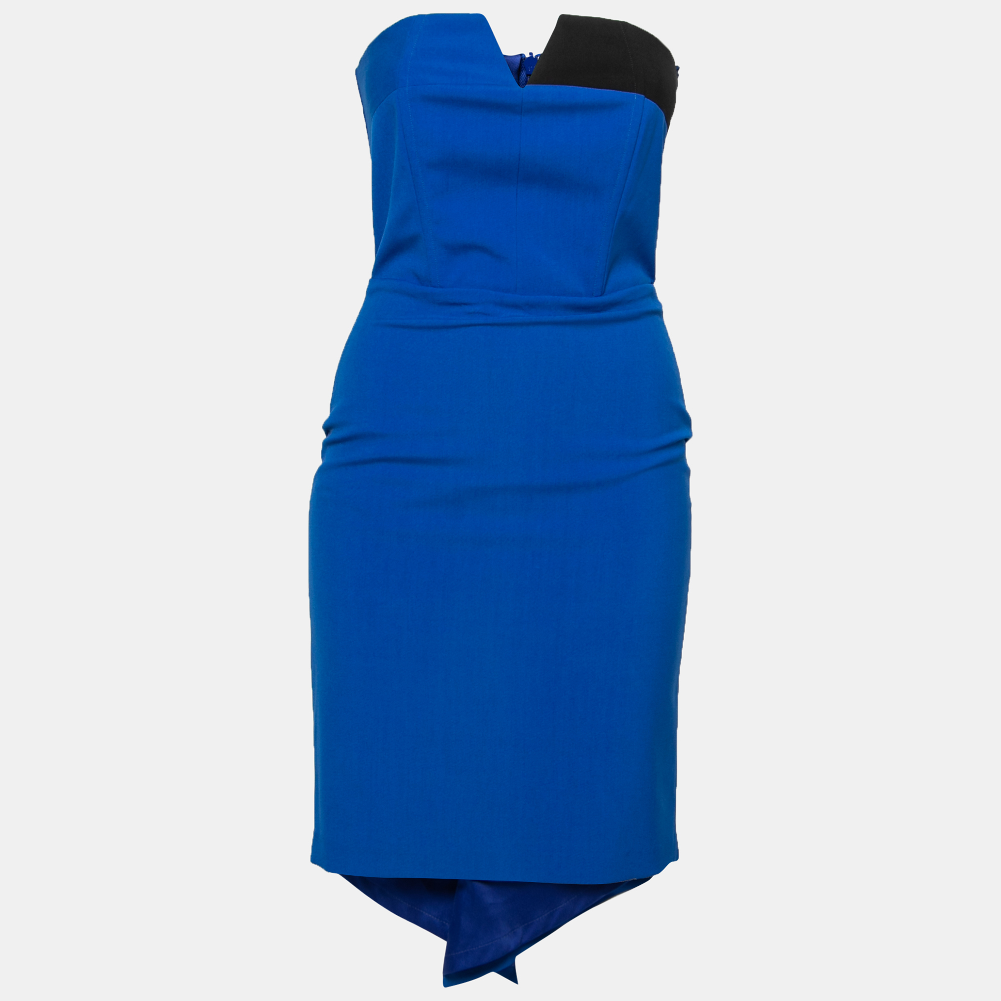 

Mason Cobalt Blue Contrast Panel Detail Strapless Pencil Dress