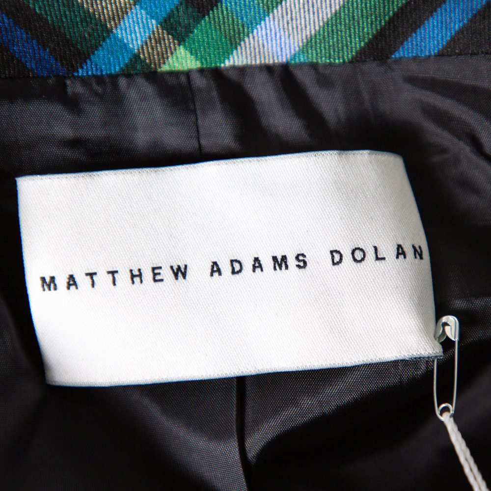 Mathew Adams Dolan Black Opera Checkered Wool Double Breasted Blazer M