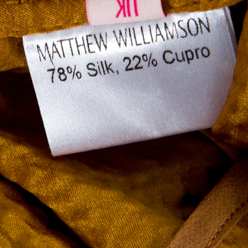 Matthew Williamson Mustard Yellow Textured Tie Detail Faux Wrap Shorts S