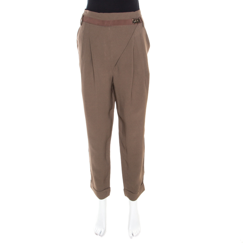 Image of Matthew Williamson Mocha Brown Crepe Cuffed Trousers M