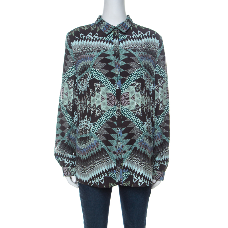 Image of Matthew Williamson Multicolor Abstract Printed Silk Shirt M