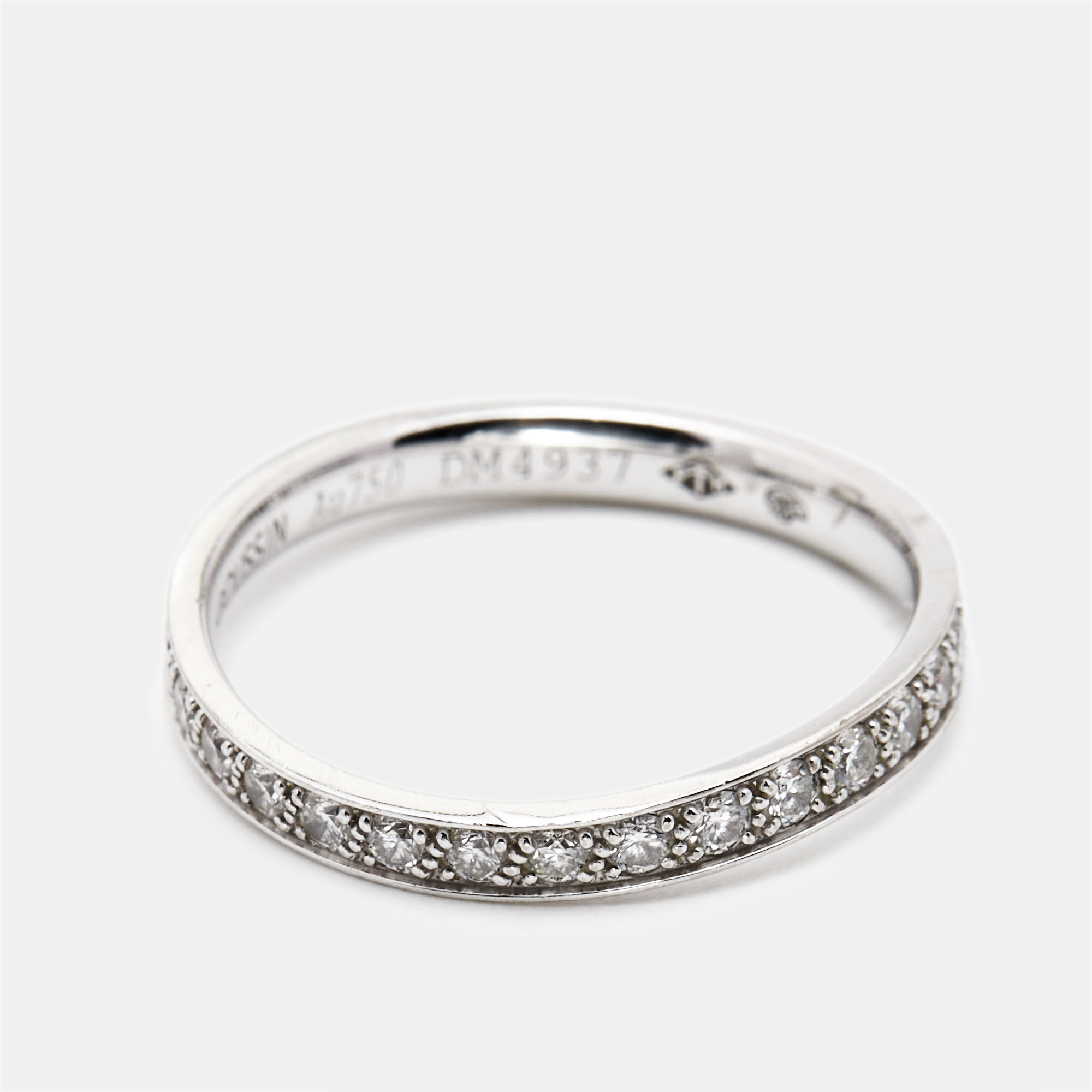 Mauboussin French Diamond 18k White Gold Parce Que Je L'Aime Eternity Band Ring Size 50