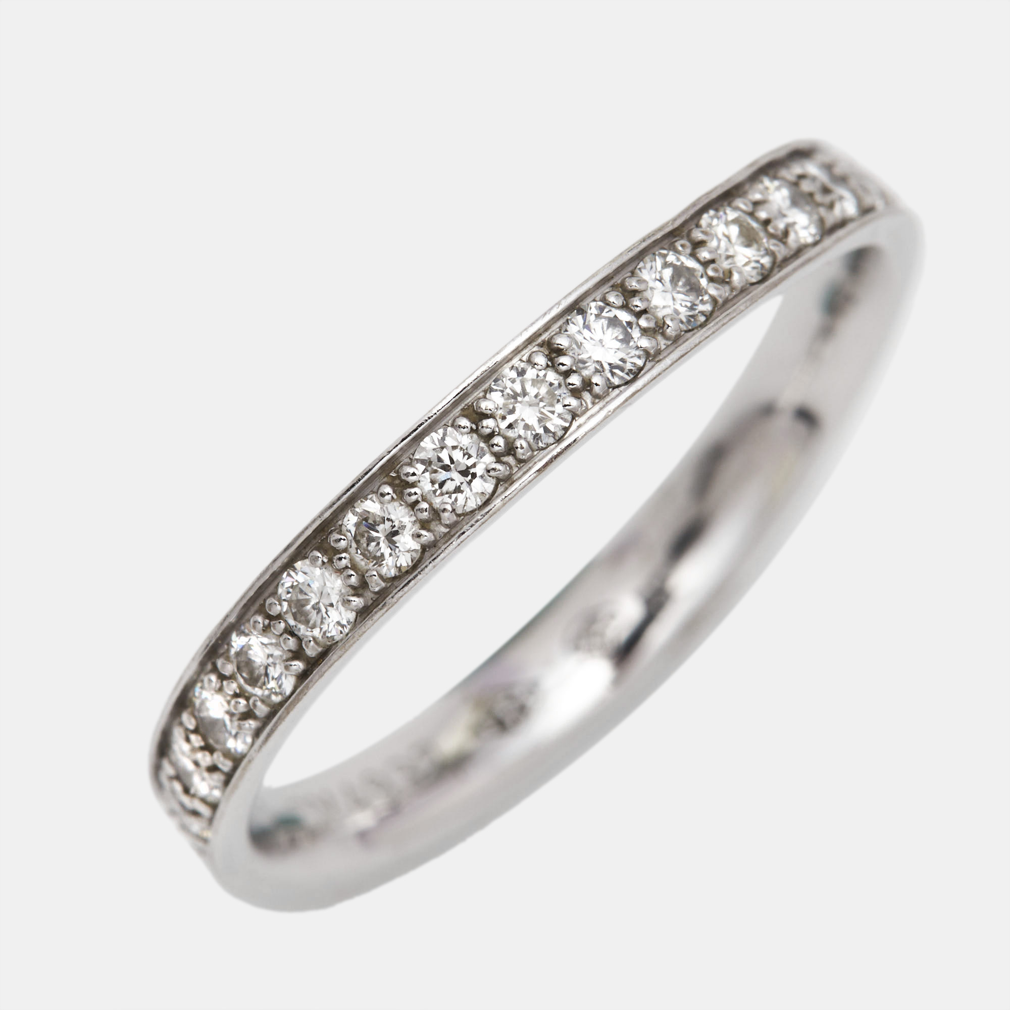 Mauboussin French Diamond 18k White Gold Parce Que Je L'Aime Eternity Band Ring Size 50