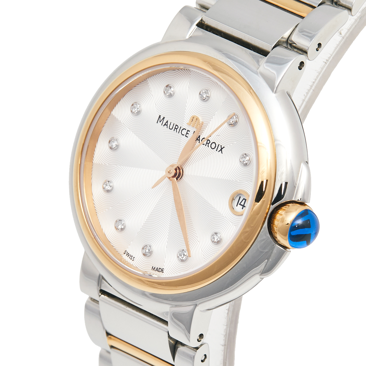 Maurice Lacroix Silver Two Tone Stainless Steel Diamond Fiaba FA1004 Women's Wristwatch 32 mm