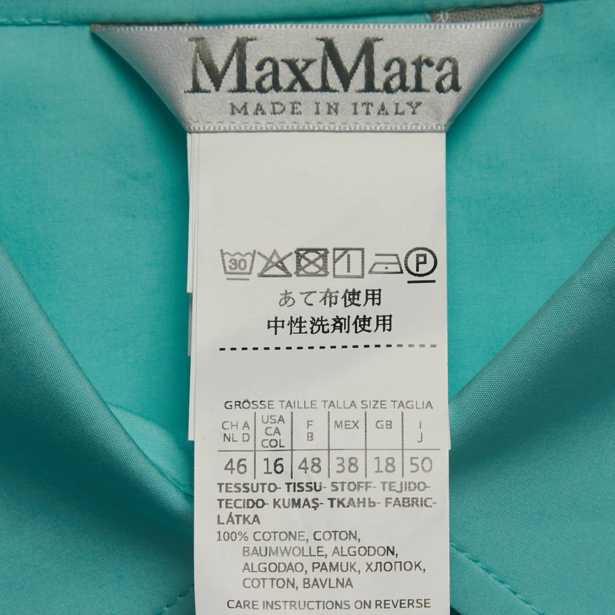 Max Mara Light Blue Cotton Shirt Maxi Dress 3XL
