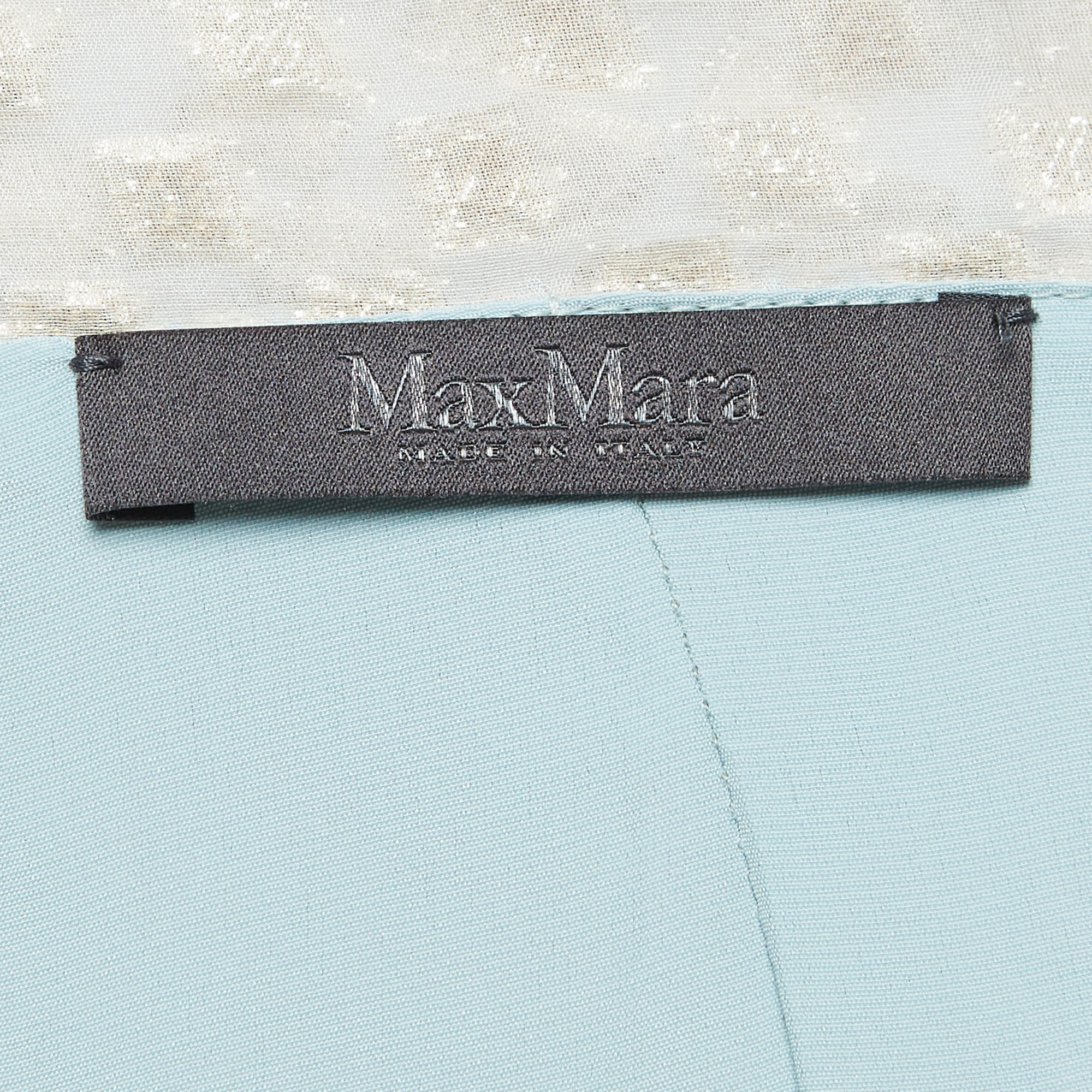Max Mara Metallic/Light Blue Jacquard Gown S