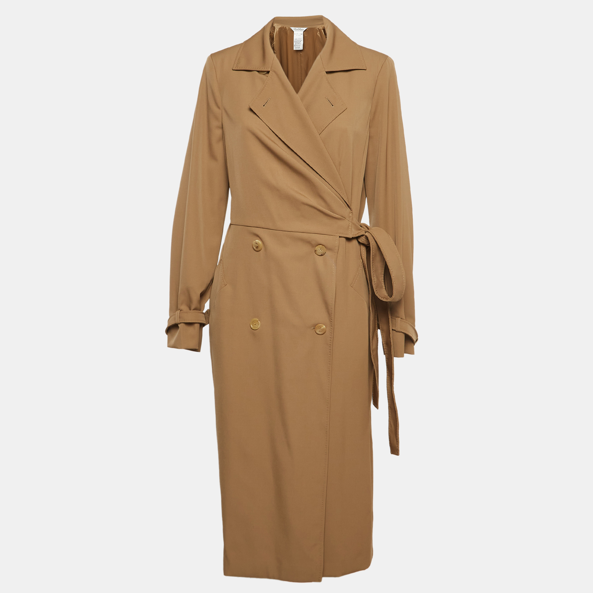 Max mara brown double breasted trench coat l