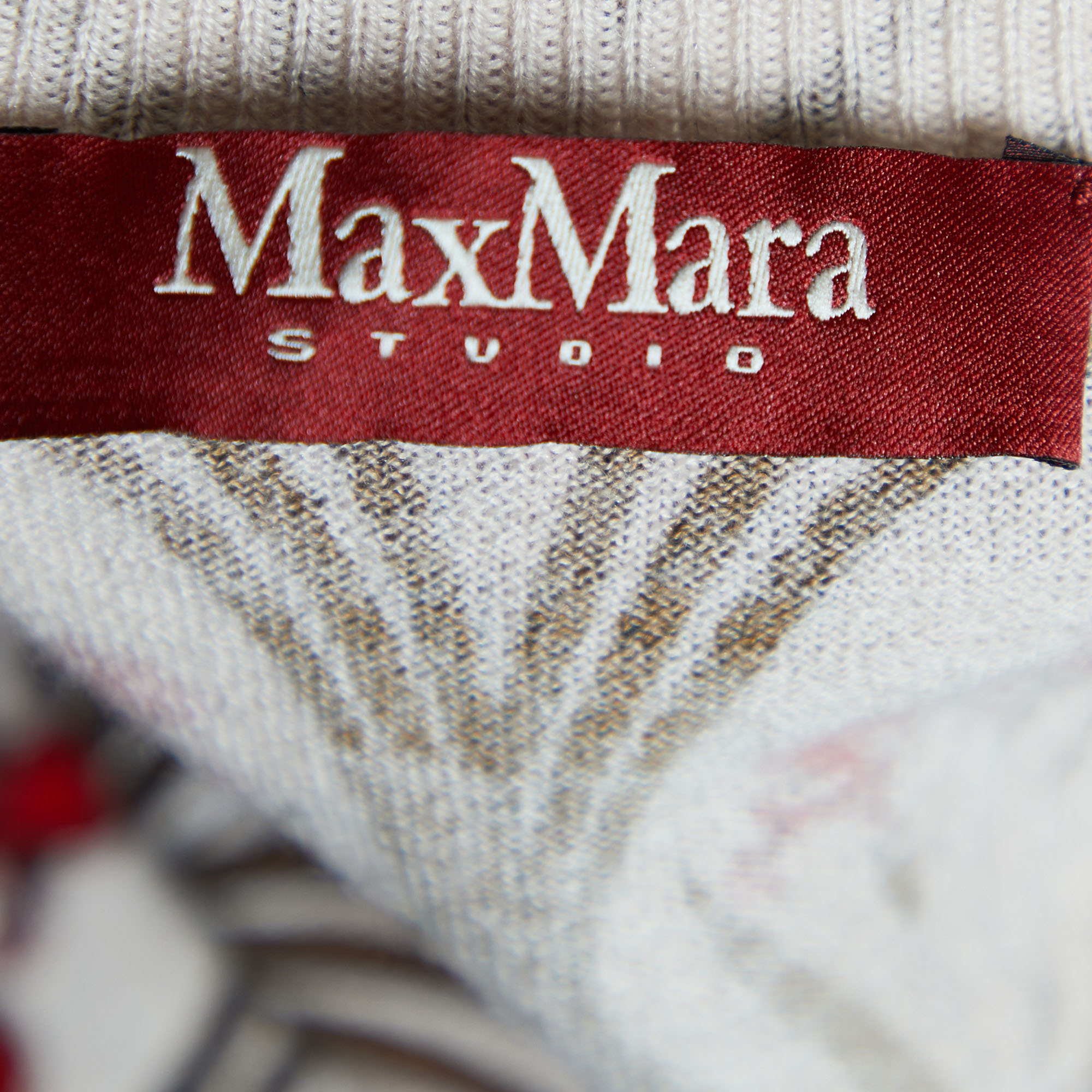Max Mara Studio Beige Floral Print Wool & Silk Knit Top XL