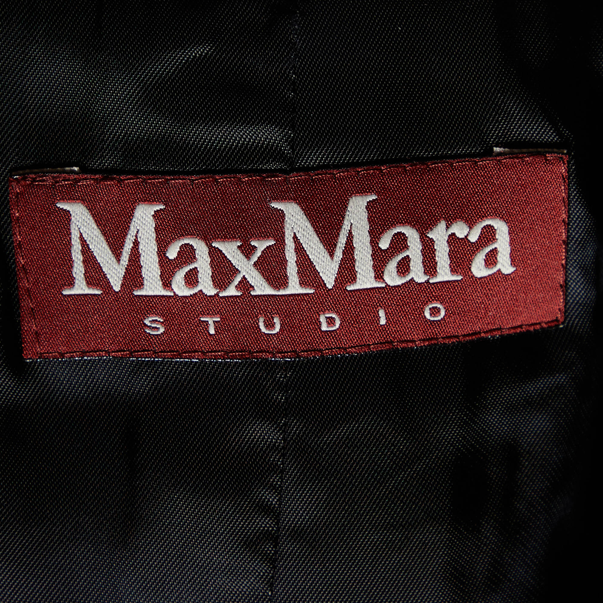 Max Mara Studio Brown Lurex Jacquard Hook Front Jacket M