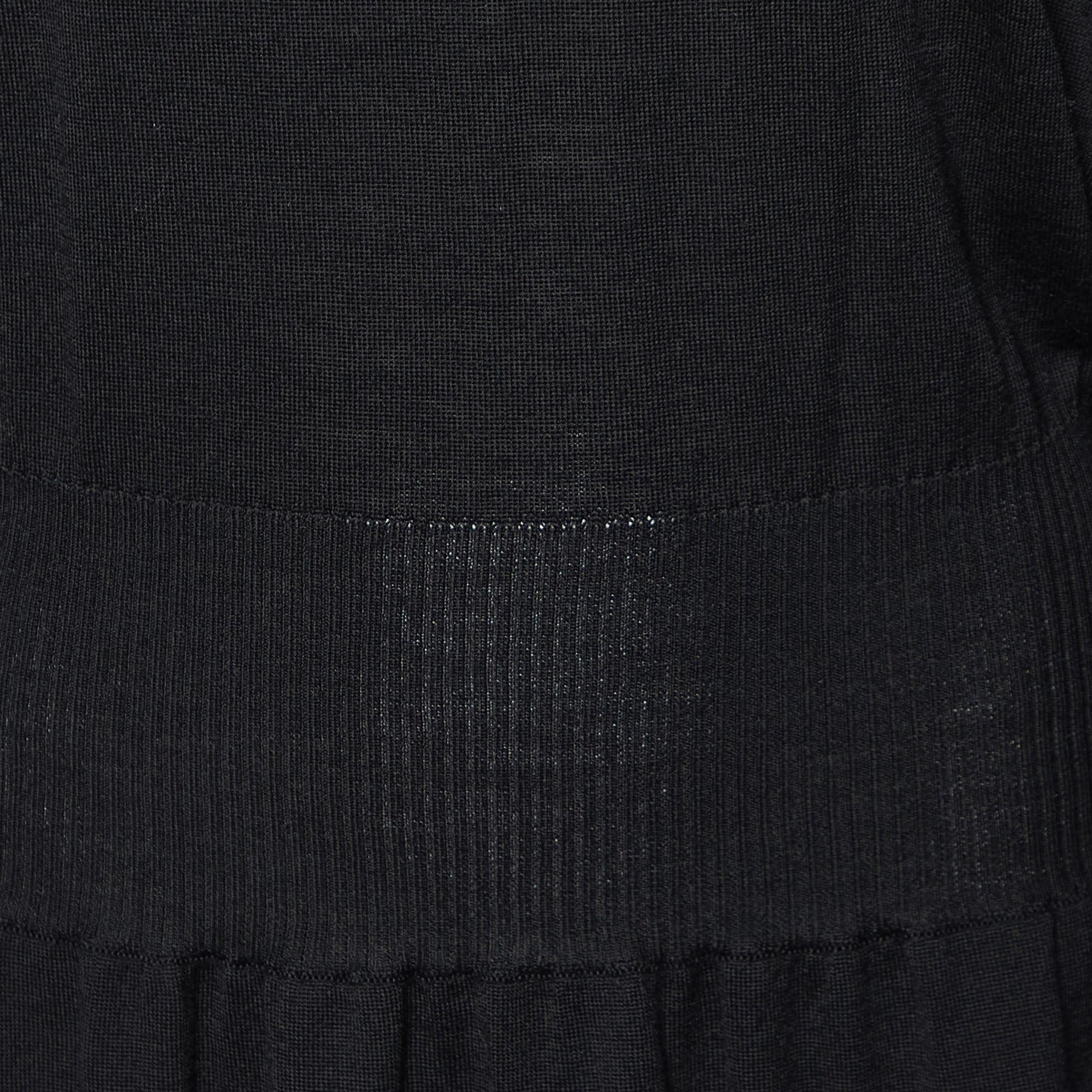Max Mara Studio Black Wool Knit Midi Dress L