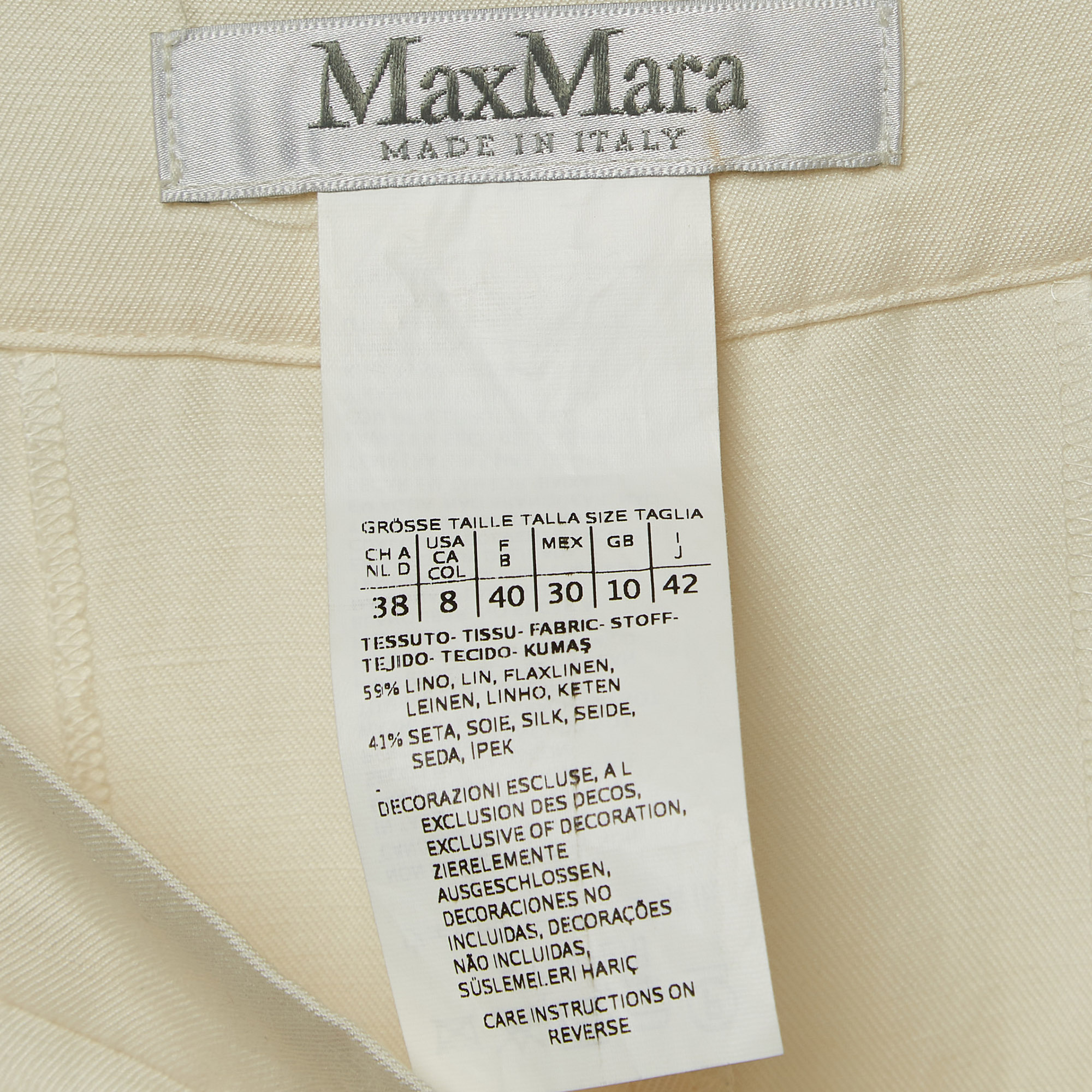 Max Mara Cream Linen Blend Nievo Culottes M