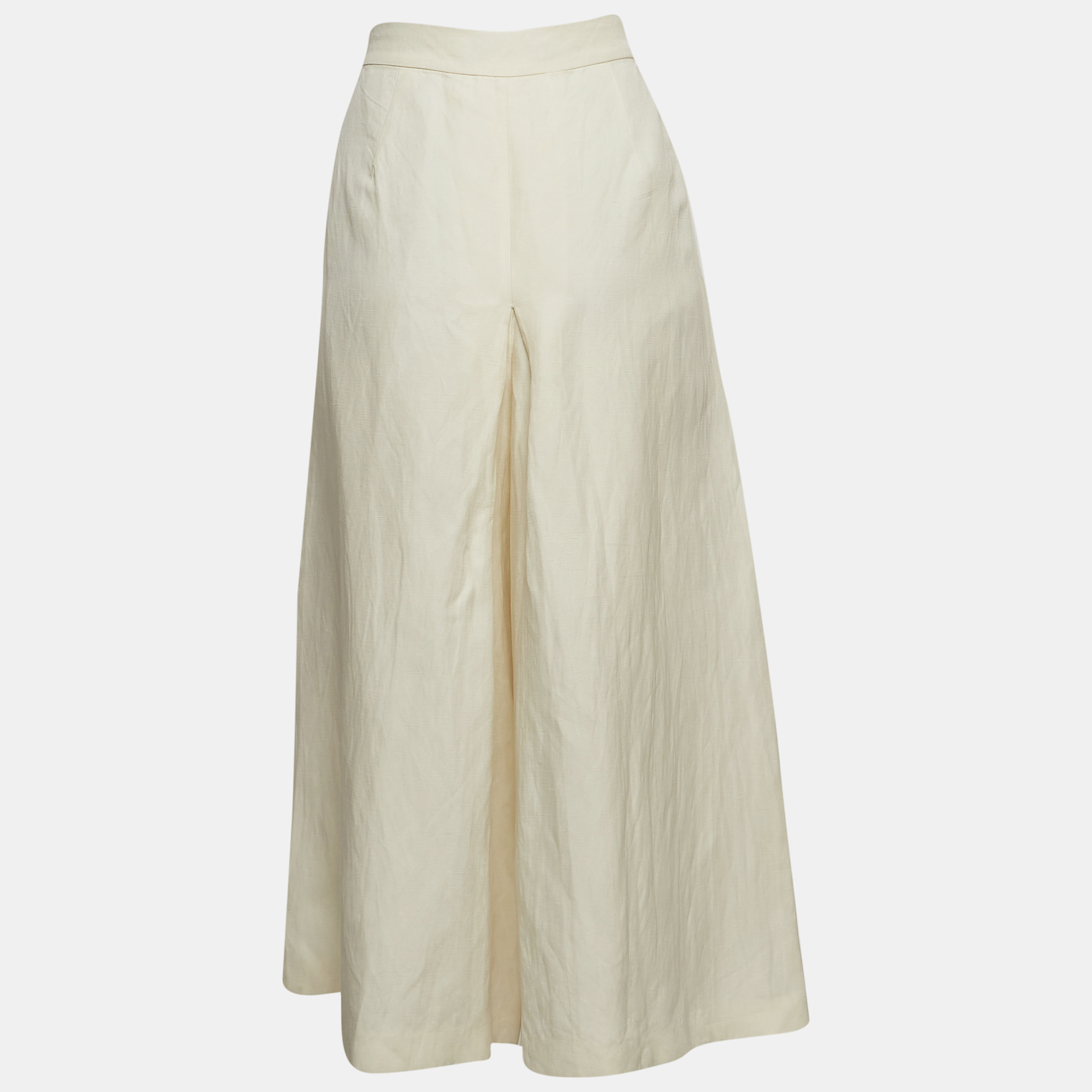 Max Mara Cream Linen Blend Nievo Culottes M