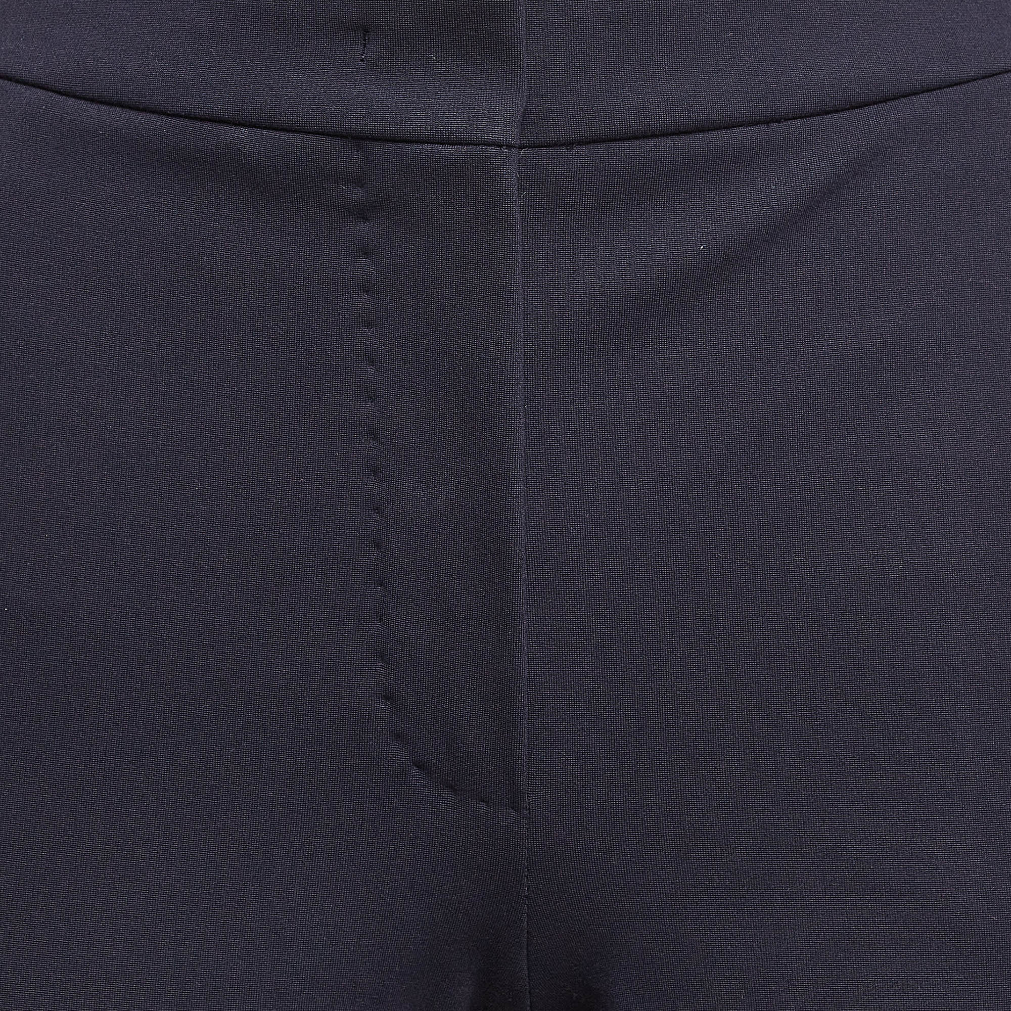 Max Mara Navy Blue Stretch Crepe Formal Trousers XS