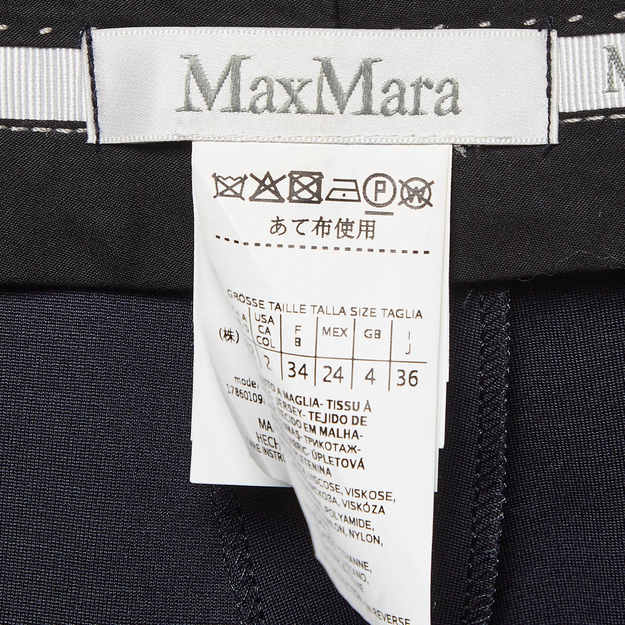 Max Mara Navy Blue Stretch Crepe Formal Trousers XS