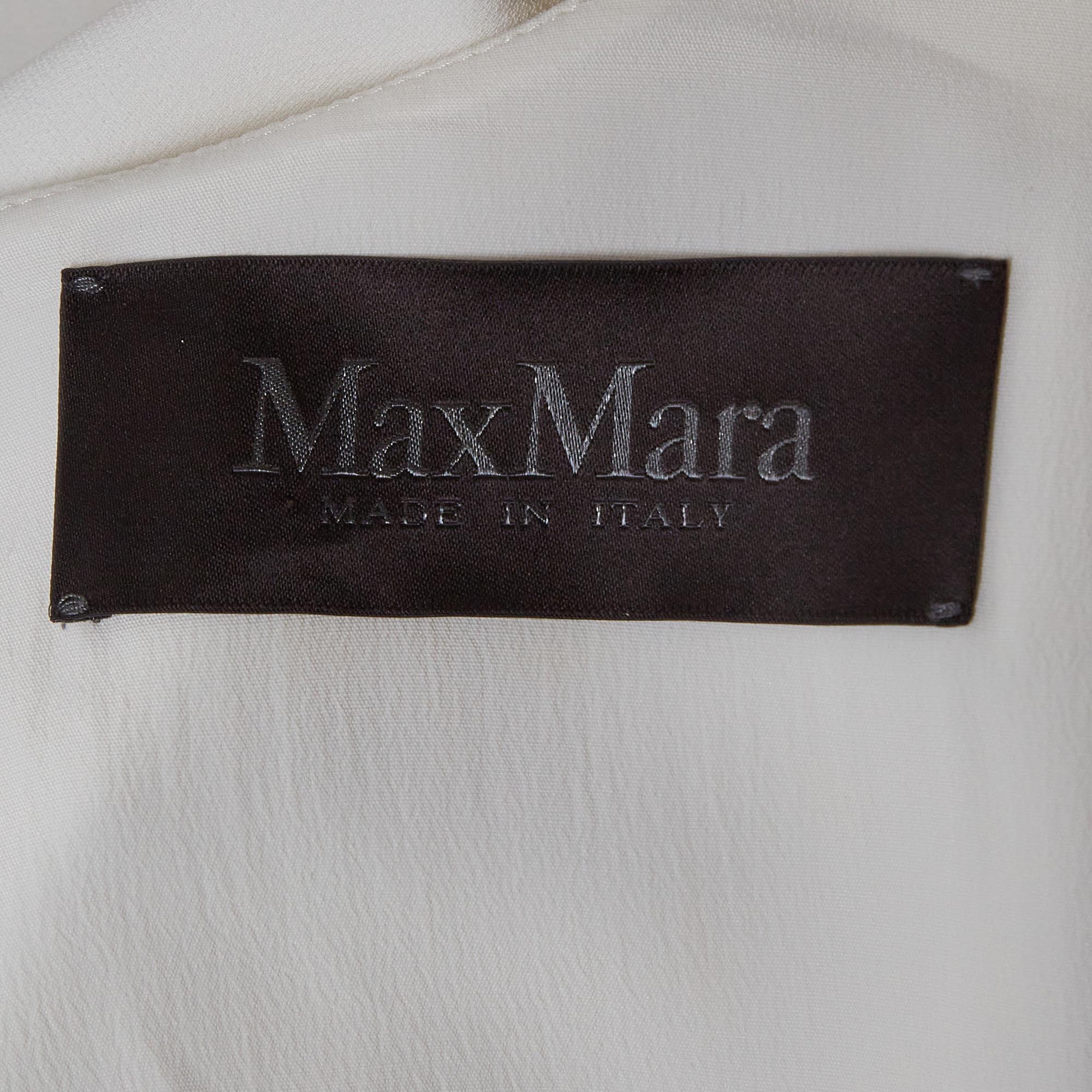 Max Mara White Crepe Ruffled Hem Sleeveless Tunic Top L