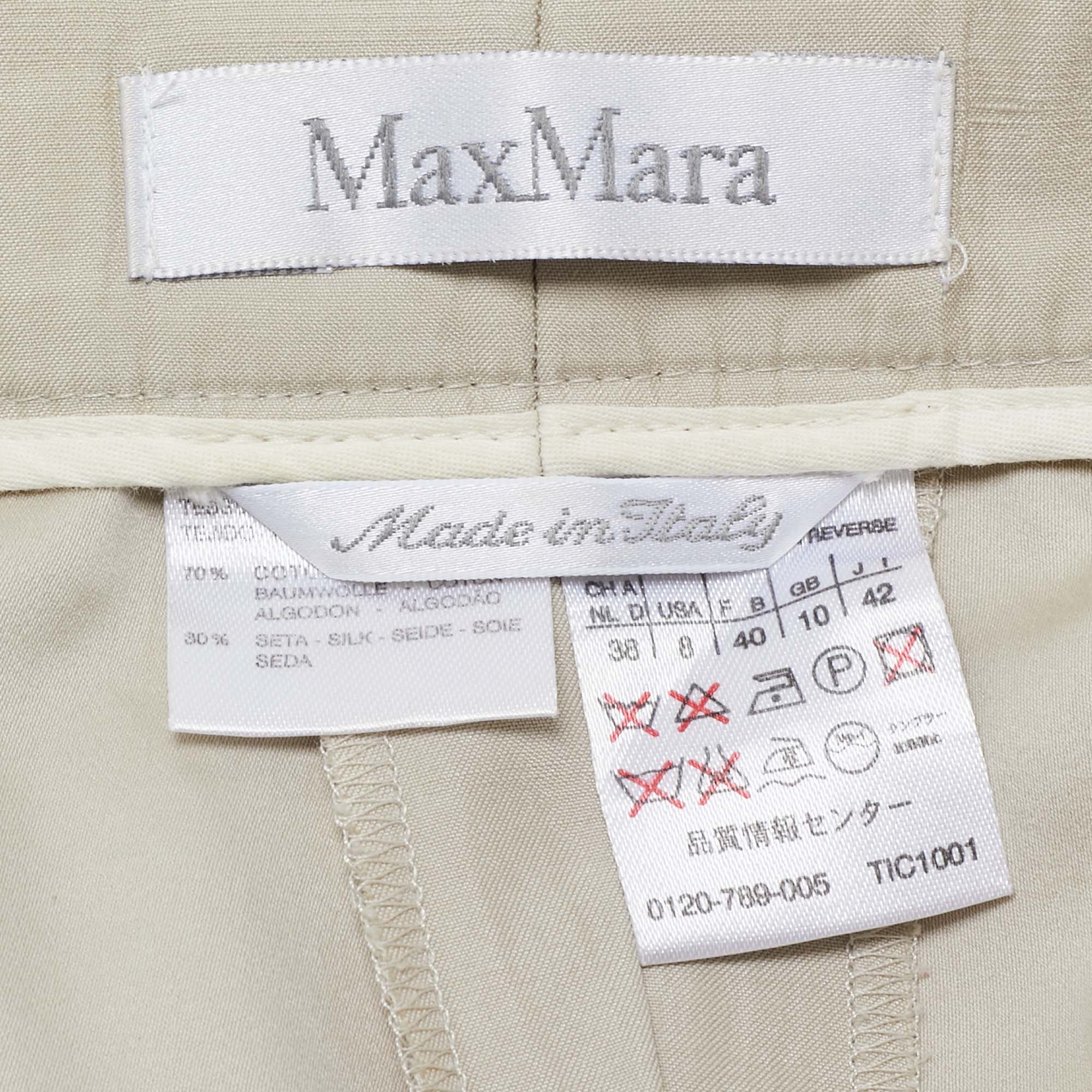 Max Mara Beige Cotton Blend Trousers M