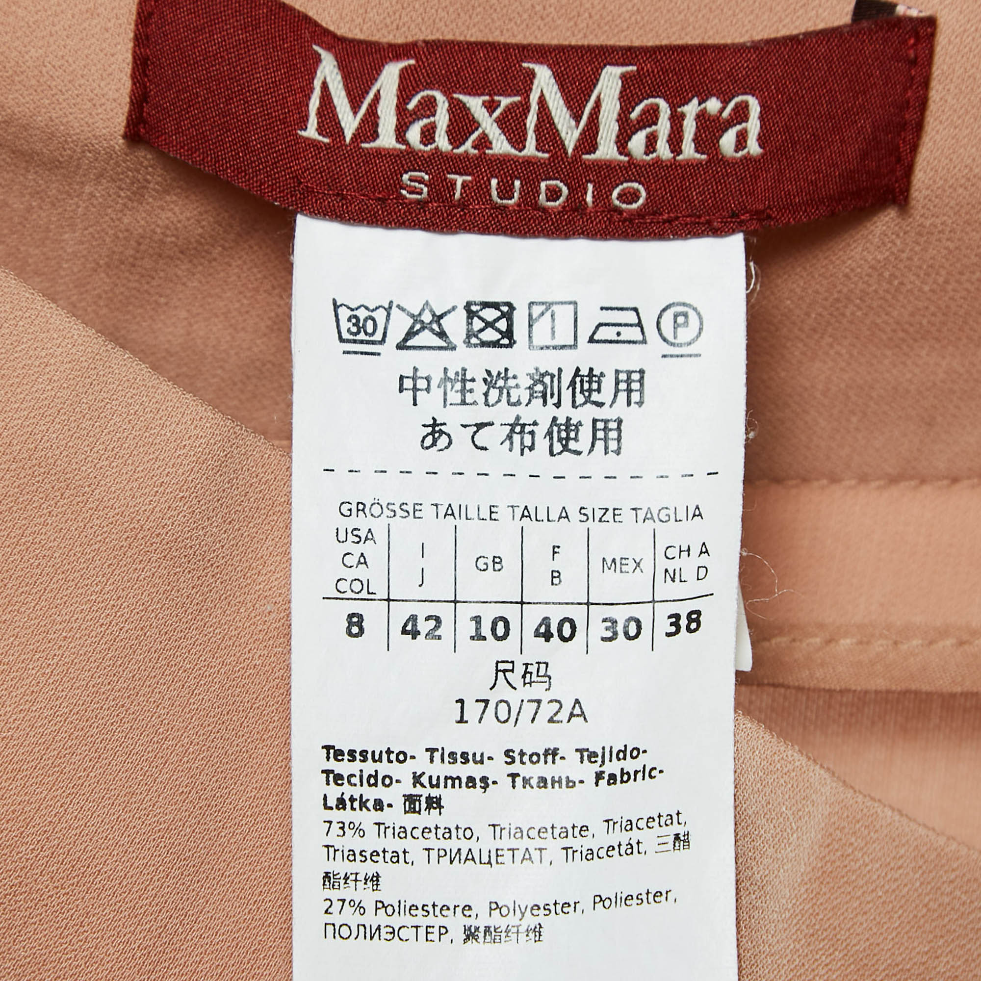 Max Mara Studio Light Brown Crepe Palazzo Pants M