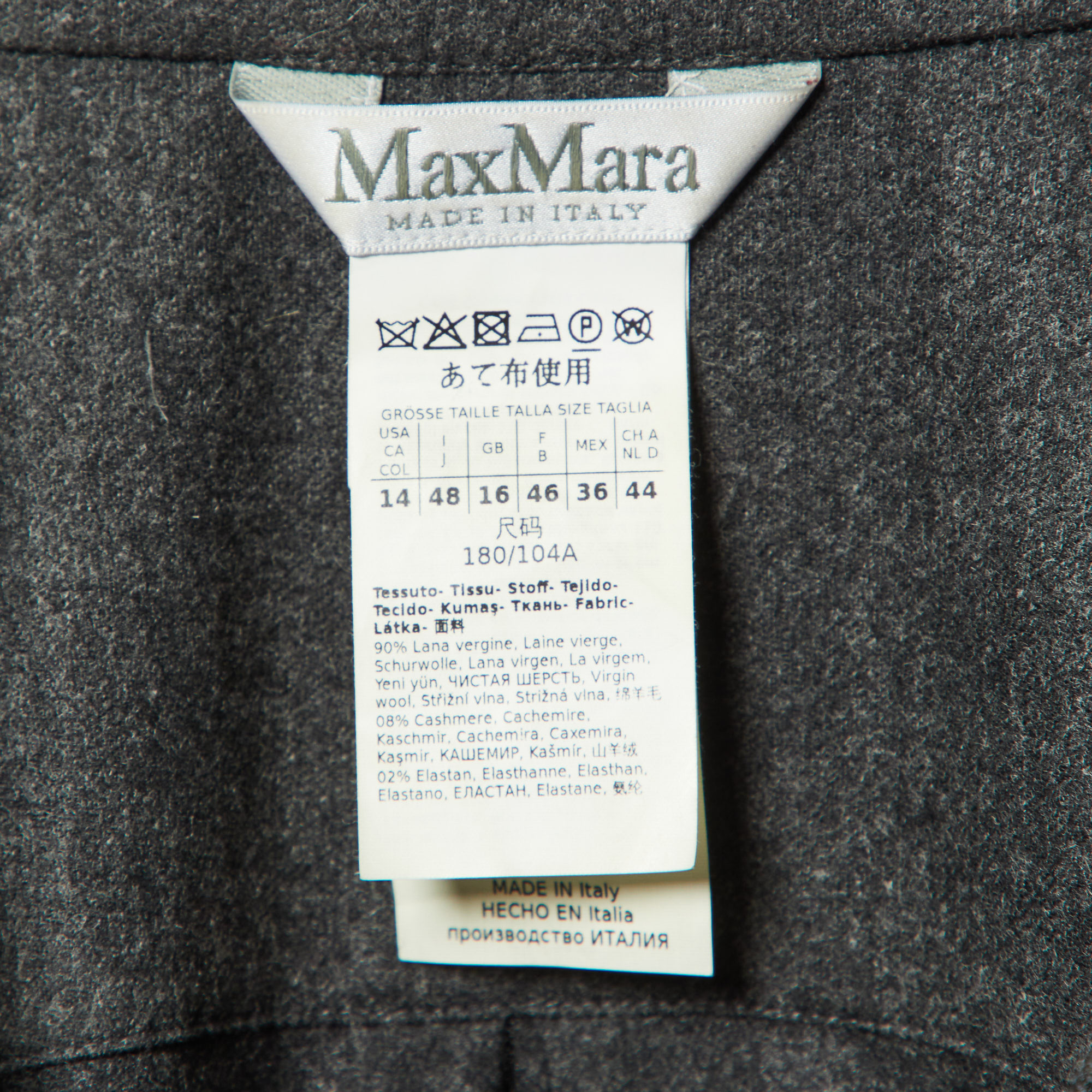 Max Mara Grey Wool Buttoned Midi Dress L