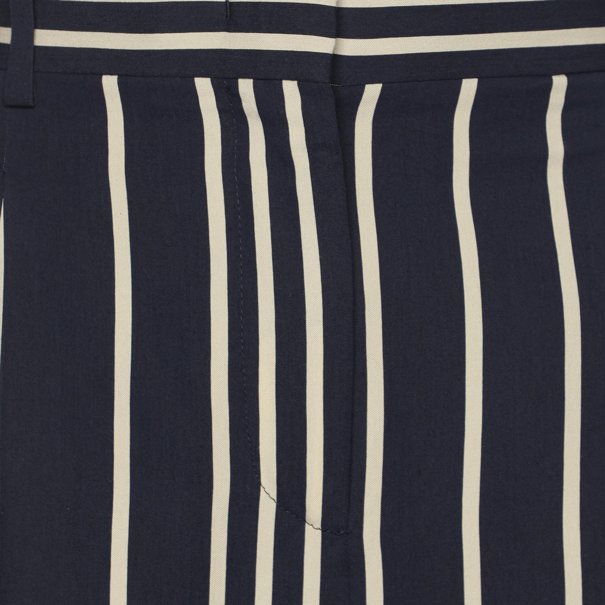 Max Mara Navy Blue/White Striped Wide Leg Trousers S