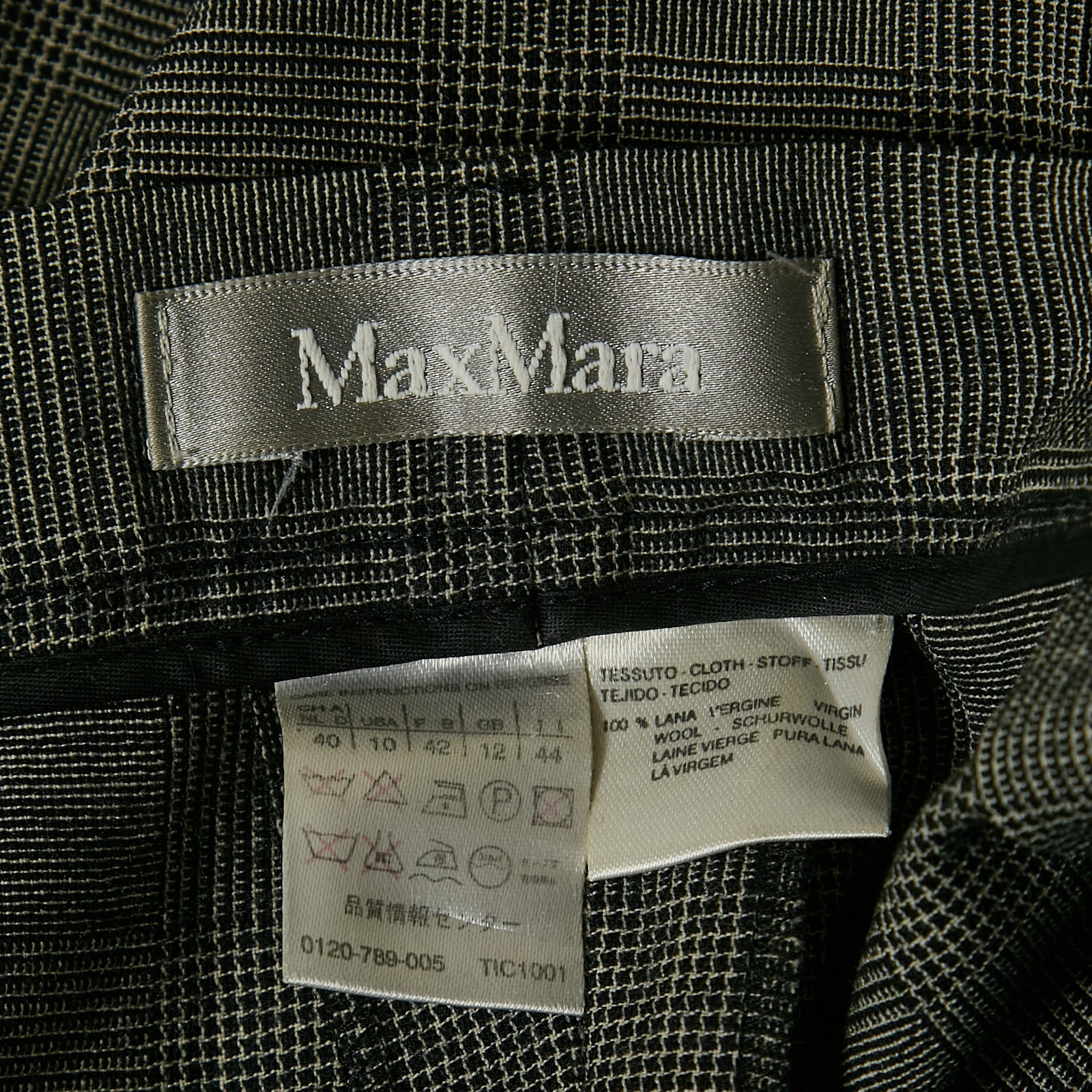 Max Mara Grey Plaid Wool Single Breasted Pants Suit M