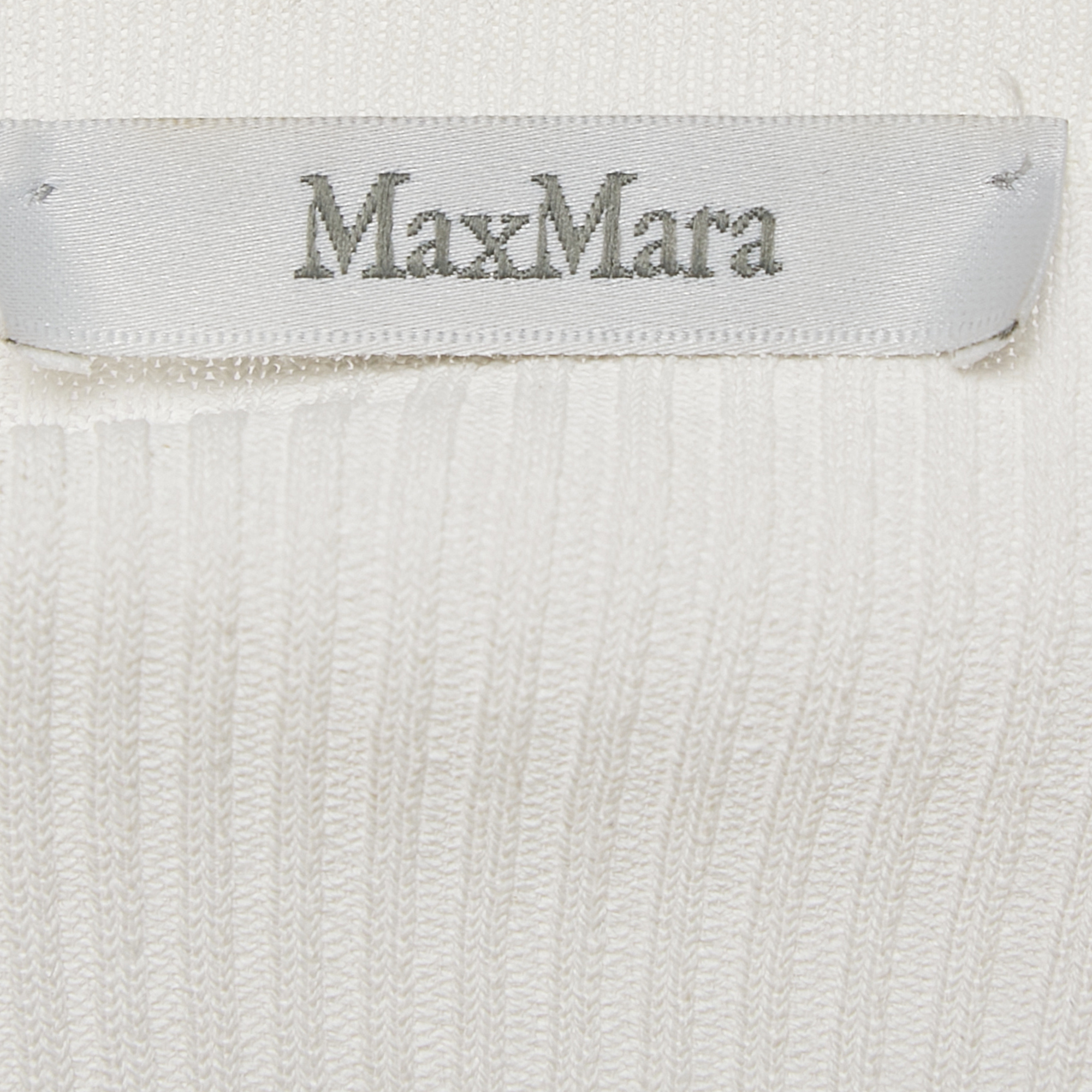 Max Mara White Rib Knit Boat Neck Top XXL