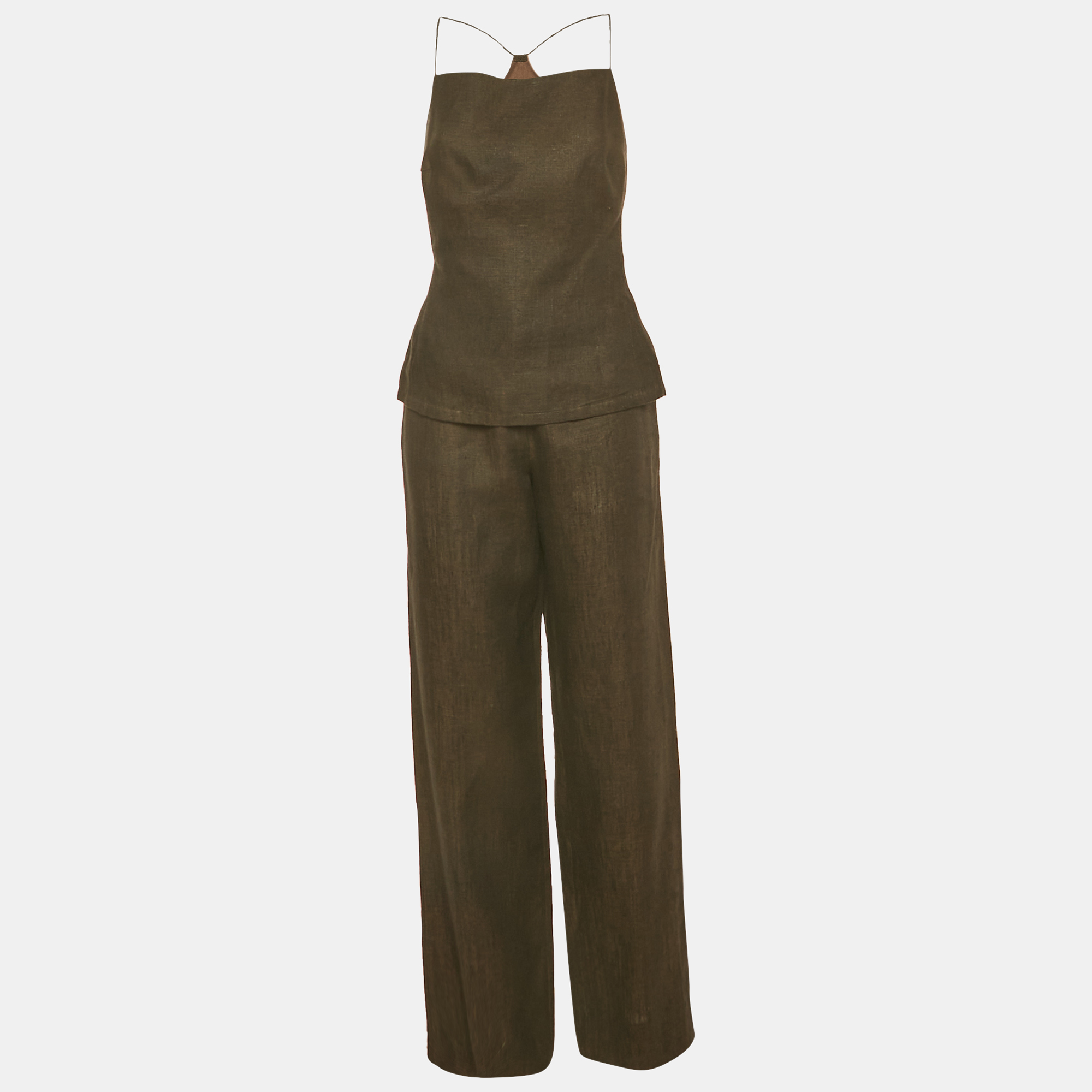 Max Mara Brown Linen Strappy Top And Pant Set M 
Max Mara Brown Linen Strappy Top And Pant Set M