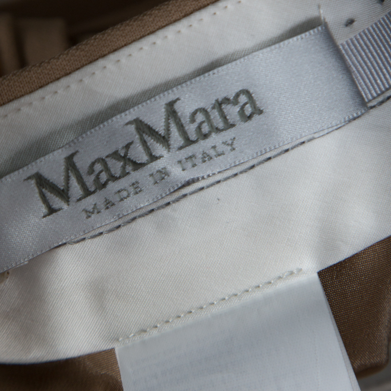 Max Mara Beige Cotton Bottom Side Fold Detail Sheath Skirt L
