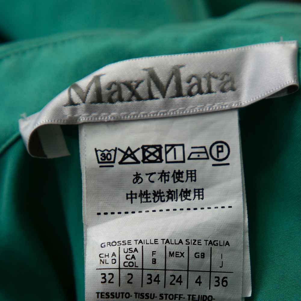 Max Mara Green Cotton Button Front Shirt Dress S