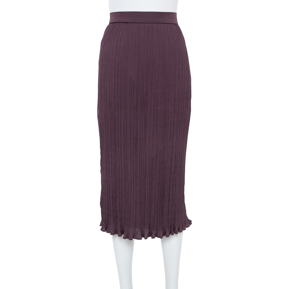 Image of Max Mara Grape Pliss&eacute; Satin Emmy Midi Skirt M