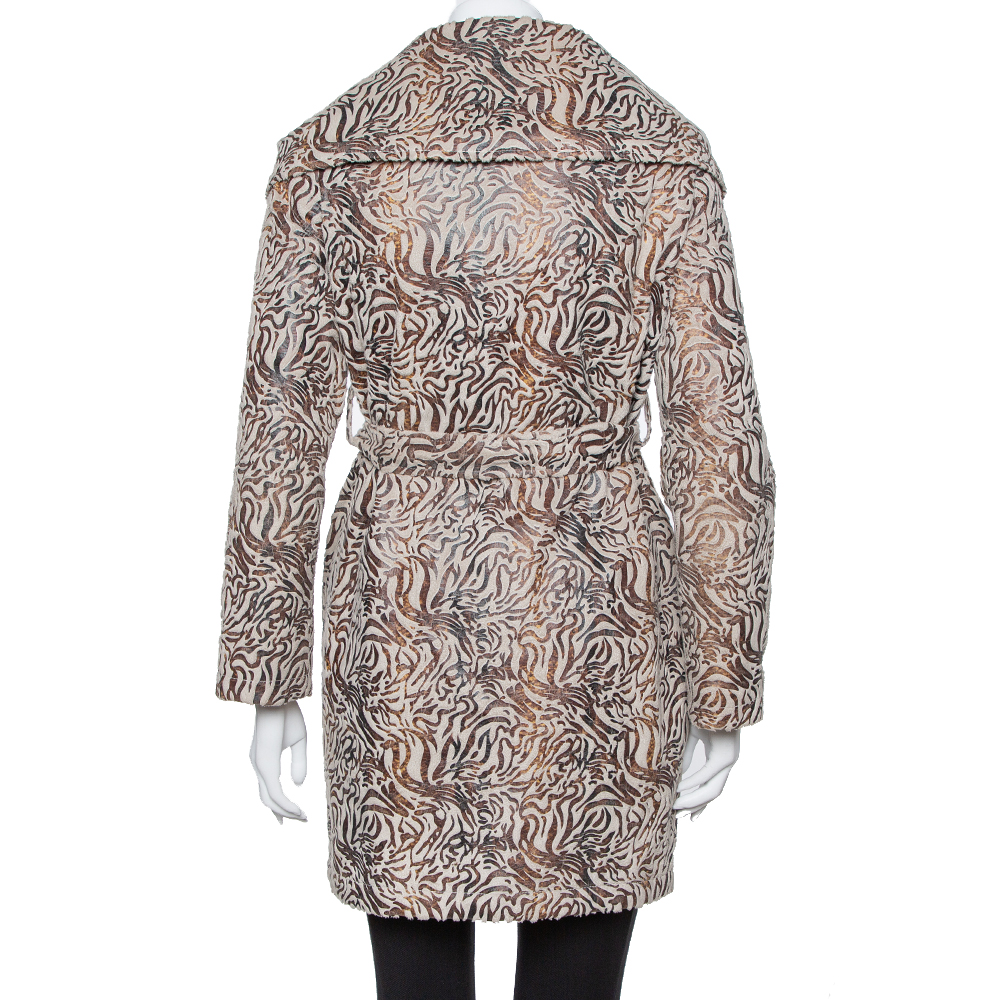 Max Mara Beige Wool Oversized Collar Detail Belted Mid Length Coat M
