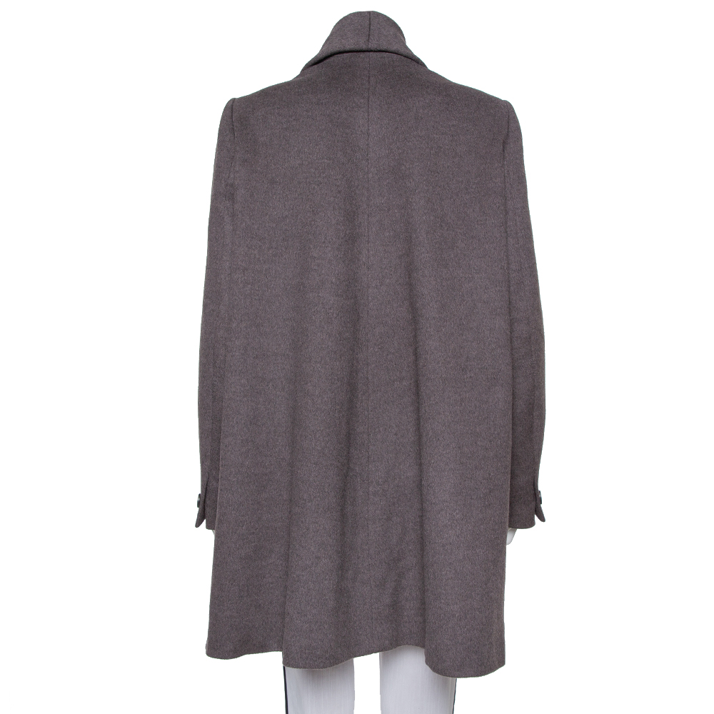 Max Mara Dark Grey Wool Open Front Coat L
