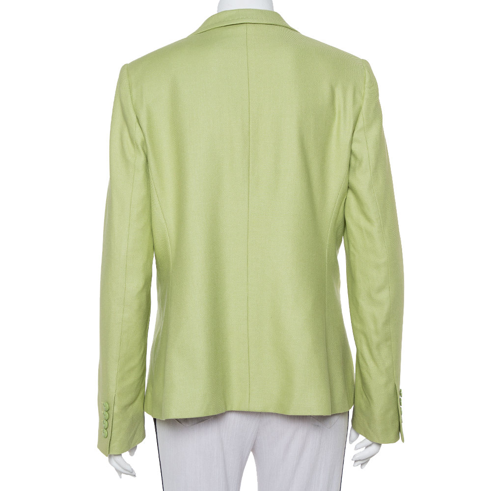 Max Mara Light Green Wool & Silk Button Front Blazer L