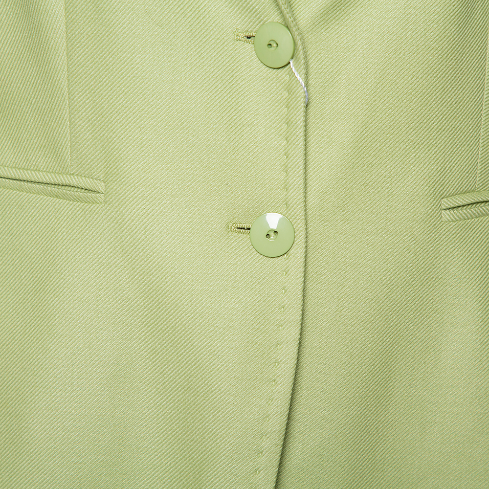 Max Mara Light Green Wool & Silk Button Front Blazer L